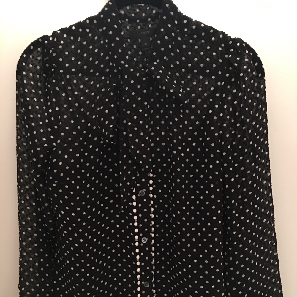 J.Crew black and white polka dot blouse